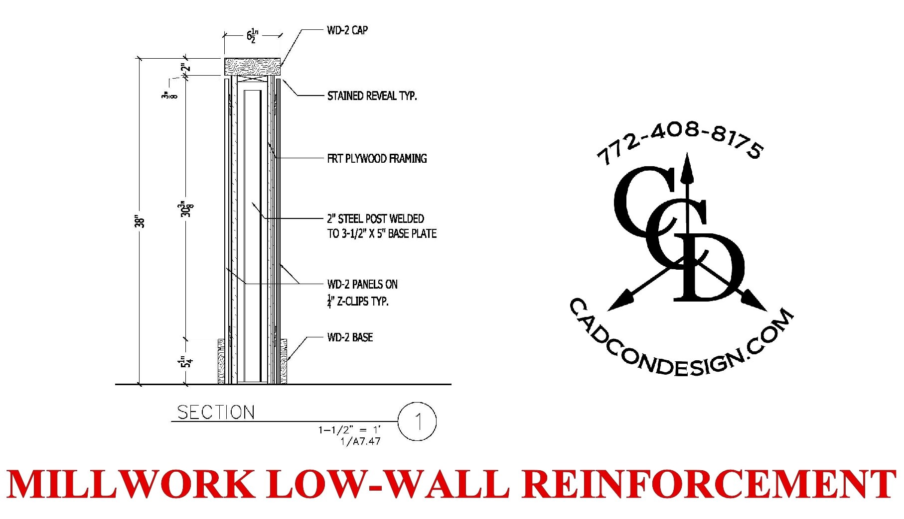 MILLWORK LOW WALL SHOP DRAWING